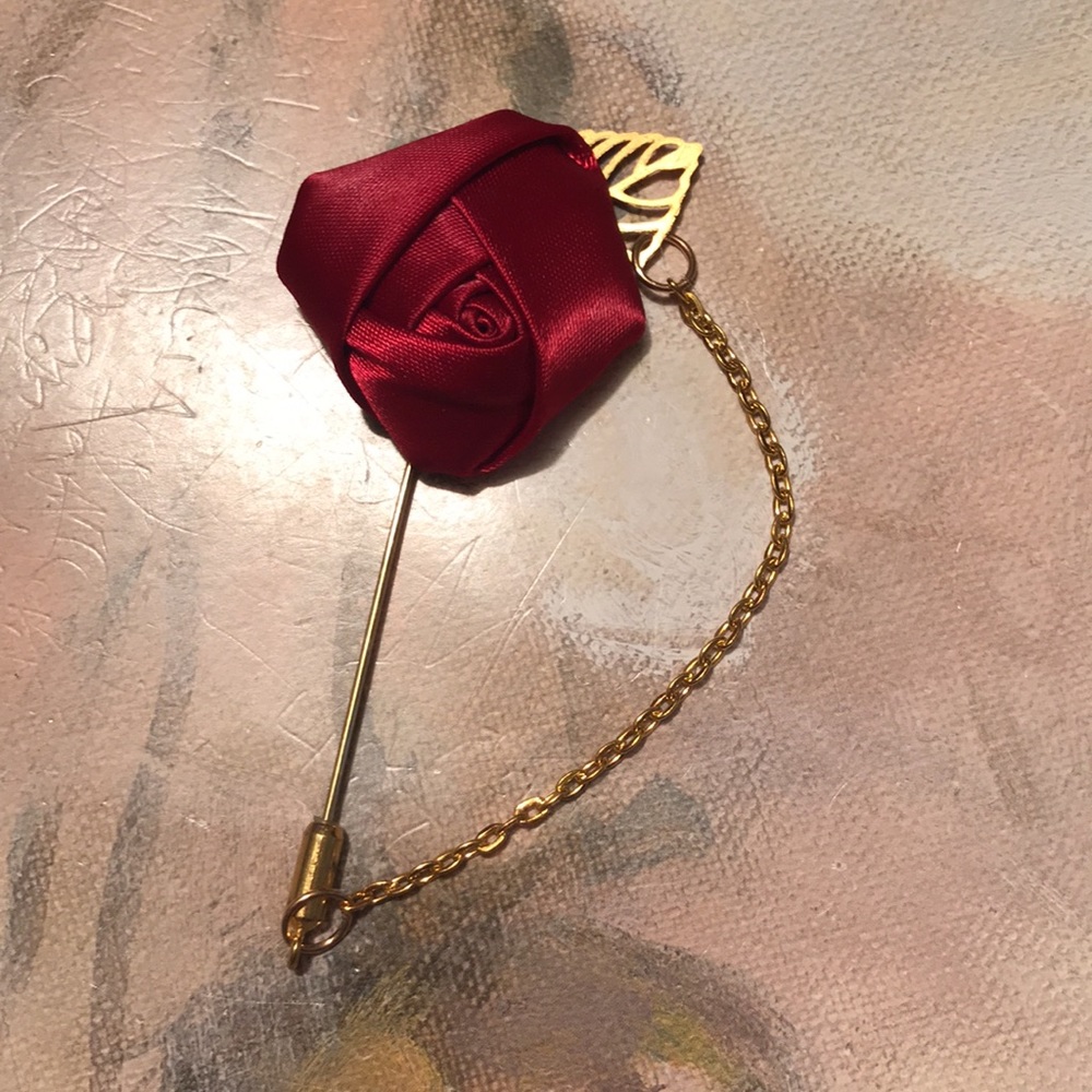 Leaf Rose Flower Pin - image 4